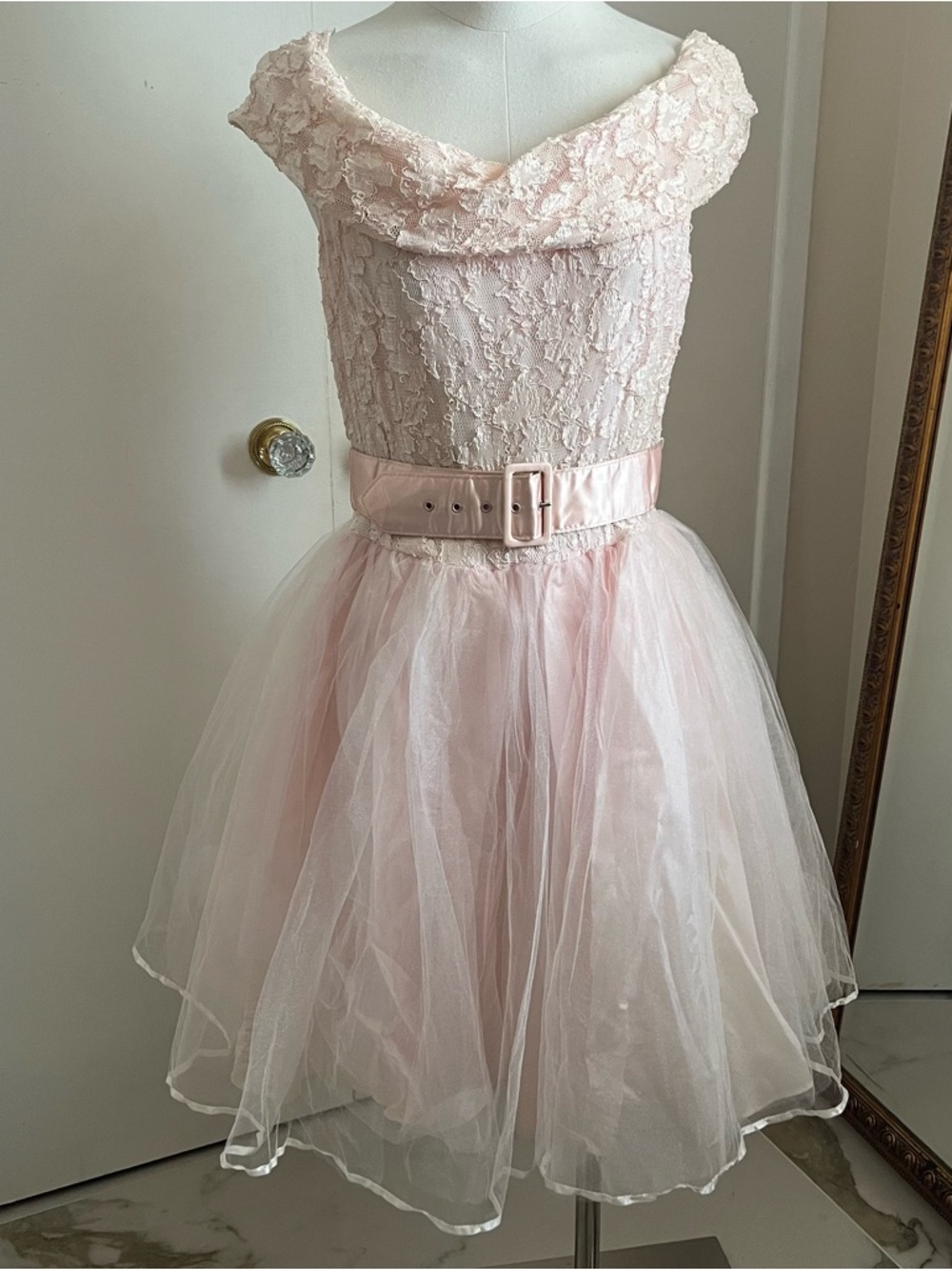 Vintage pink lace and tulle dress